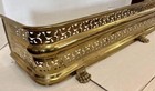 Antique Pierced Brass Fireplace Screen Fender With Rare Lion Paws Feet