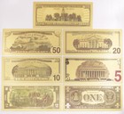 10 Set 70 Pcs Us Dollar Banknote Color Gold  1- 100 Bill Crafts Paper Money New
