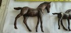 2 Antique vtg cast Solid Bronze brass Horse Figures  Great Patina  cold Painted 