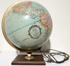 Vintage Replogle Globe - Light Up World Premier Series 12  Diameter Wood Base