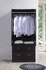 2 Door Wardrobe Storage W  2 Drawers   Hanging Rod Sturdy Durable Bedroom Wood