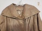As-is Vtg 90s 80s Bermans Women s Tan Brown Distressed Leather Zip Jacket  Small