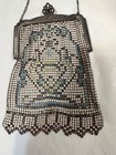 Whiting And Davis Art Nouveau Deco Antique 1920s Painted Enamel Mesh Stunning