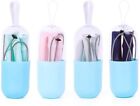 Silicone Reusable Straw On The Go Travel Straw W case   Cleaning Brush  2 Pack 