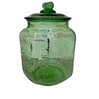 Vintage Planters Pennant Peanut Jar Green Depression Glass Excellent Condition
