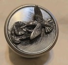 Vintage Metzke Pewter Hummingbird Postage Stamp Roll Dispenser Holder
