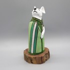 Navajo Folk Art-white Mouse In Navajo Blanket By Ray   Orleen Lansing
