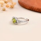 Unique Peridot Solitaire Round Shape Leaf Promise Ring 925 Sterling Silver Ring