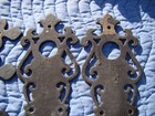 Lot Antique Wrought Iron Door Hardware Pulls Faux Strap Hinges