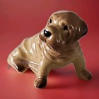 Retired Shar Pei Dog Figurine Miniature Bone China Sitting Wrinkled Adorable 
