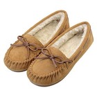 Women s Moccasin Slippers Micro Suede Warm Faux Fur Pile Lined Lace-up 8 Tan