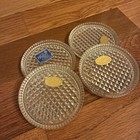 Vintage Crystal Clear Coaster Set Of 4  Stackable  removable Stickers 