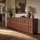 118  Buffet Cabinet Mid-century Credenza 8 Doors Geometric Living Kitchen Walnut