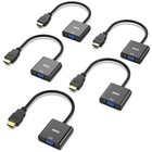 Hdmi To Vga Adapter 5 Pack  Gold-plated Male To Female Converter For Pc  Laptop 