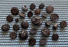 26 Antique Vintage Black Glass Flower Buttons - All Different - Old Lot