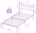 Twin Bed Frames With Headboard  Elegant Metal Bed Frame For Kids Girls  Modern T