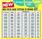 382 Pcs 30 Size Sae Fkm Viton O-ring Kit