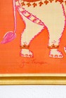 Mid Century Modern Wall Art Elephant Scarf Pink Gold Jim Thompson 31x25 Vintage
