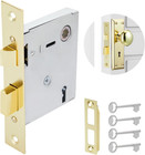 Antique Mortise Keyed Lock Set With Fluted Glass Knobs And Skeleton Keys  Fits 1