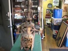 Antique 28  Tall  Africa Wood Carved Tribal Warrior Mask For Wall Mount As Shown