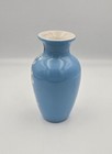 Vintage Chinese Porcelain Blue Celadon Vase With White Floral 6 