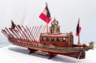 Antique Handmade Wood Ship Model Of The Napoleon Imperial Barge Waterloo Battle