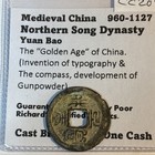 Medieval China 960-1127 Northern Song Dynasty Yuan Bao   1 Cash Coin   Cc209