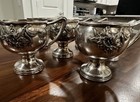 Derby Silver Co Victorian Art Nouveau Repousse Silverplate Set Of 6 Pedestal Cup