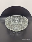 Vintage Extremely Heavy Cut Crystal Glass Round Cigar Cigarette Ashtray 5 5 