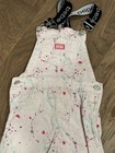 Stylish Girls White Denim Bebe Paint Splatter Overalls Size 5 6 Jumpsuit Vintage