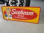 C 1971 Original Vintage Sunbeam Bread Sign Metal Embossed Batter Whipped Grocery
