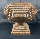Vintage antique    tramp Art    Carved Wooden Box With Pyramid Detail Reclaimed Wood