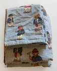 Vintage Ralph Lauren Polo Bear Twin Sheet Set 3pc Blue Stripe Usa Cotton