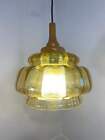 Vintage French Mid-century Amber Glass Pendant Light  Retro Ceiling Lamp