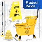 35 Quart Commercial Mop Bucket With Side Press Wringer On Wheels Yellow Indus   