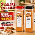 Upgraded Airtight  Large Bread Container With Red   Black Lid Options