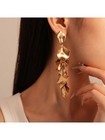 Gold Long Rose Petal Dangle Earrings One Size For Valentine Mother s Day