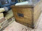 Old Antique Pine Chest  Vintage Wooden Storage Trunk  Blanket Box  Coffee Table 