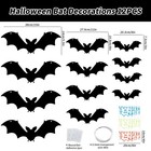 12 Pcs Hanging Bats Halloween Decorations Outdoor  Large Flying Plastic Bats    