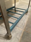 Vintage Mid Century Metal Rolling 2 Tier Serving Bar Cart Blue Chrome As Is