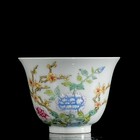 A Pair Chinese Pastel Porcelain Hand Painted Flowers plants Pattern Cup 17978