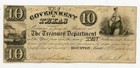1838  10 Government Of Texas Republic Houston Sam Houston Signature Bill Note