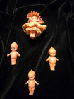 4 Antique Celluloid Kewpie Dolls - Including Early 1900s Nippon And Germany