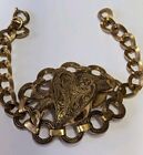 Beautiful Vintage 7 5  Gold Plated Ornate Chain Bracelet