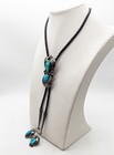 Estate Ihmss Navajo  1000 Natural Turquoise Sterling Silver Bolo Tie 47g Rare