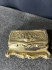 Rare Solid Brass Ornate Stamp Holder Vintage Hinged Storage Container Victorian