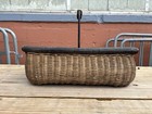 Antique French Picking Basket Hand Woven Sturdy Wicker With Metal Handle  19th C