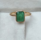 14k Zambian Emerald Ring Natural Emerald Gold Solitaire Ring 14k Solid Gold
