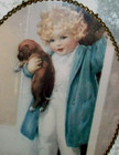 Vintage Bessie Pease Gutmann Blonde Curls Puppy Dog Oval Art Print Flue Cover