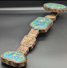 Antique 19th C Chinese Ruyi Scepter  Carved Hardwood   Cloisonn   great Condition